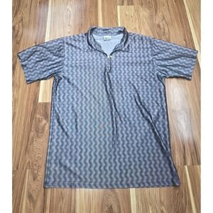 Y2k Street Culture Shirt Mens XL Silver Gray Wave Pattern Vintage 90s Zip Collar